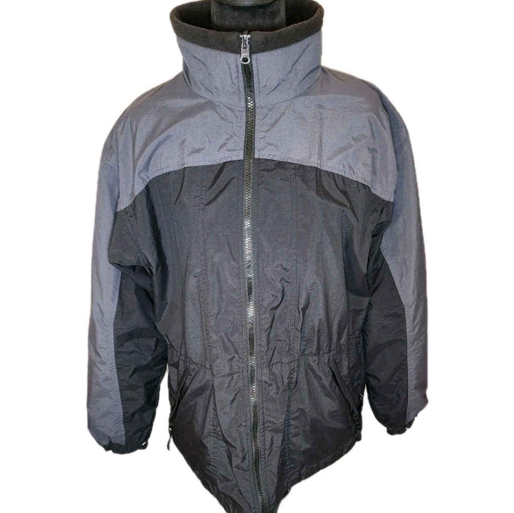 Vintage Columbia Core Interchangeable gray and black jacket cinch waist Women M